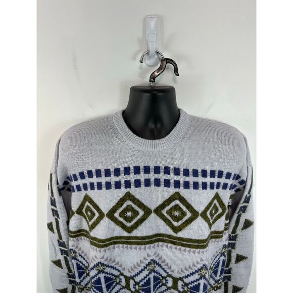J Crew Abstract Fair Isle Knit Sweater Wool Mohair Blend Crewneck Size Large - Picture 8 of 11